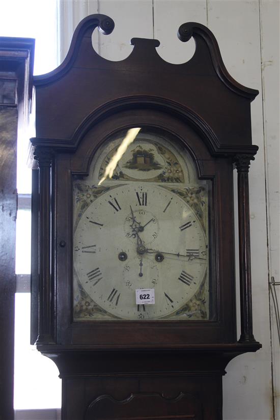 An early 19th century inlaid mahogany eight day longcase clock, 7ft 1in.